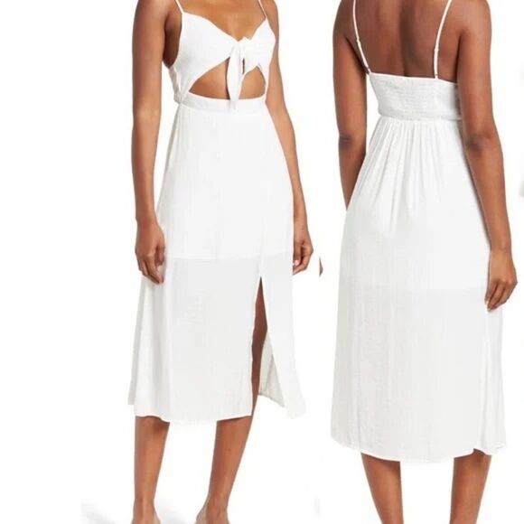 NSR White Spaghetti Strap Midi Dress With Cutout Detail  Dress Women Size Medium - Picture 1 of 9